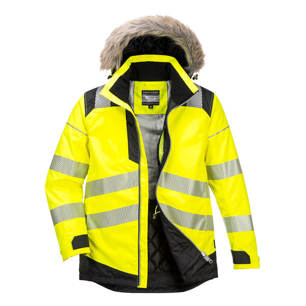 Portwest® PW3 Hi-Vis Winter Parka Jacket, Yellow/Black, Size M (PW369YBRM) Each