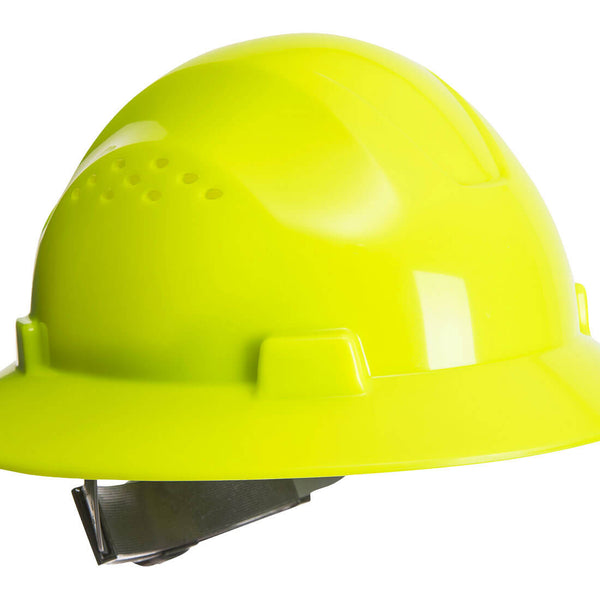 Portwest® Full Brim Premier Hard Hat Vented , Hi-Vis Yellow, Size  (PW52YEH) Each