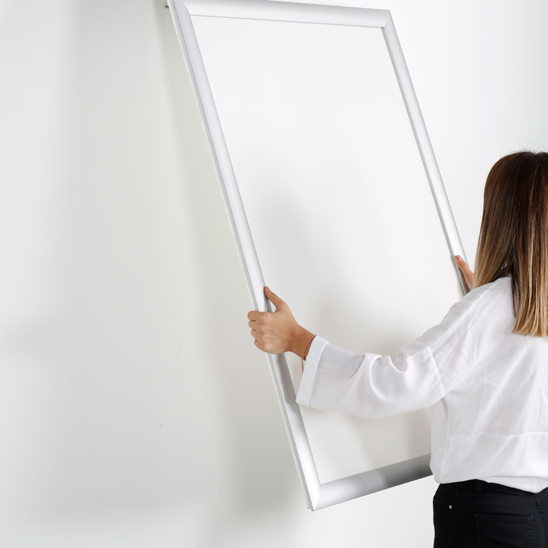 Portable 1.77" Snap Frame Poster size 40"x60"Silver with white backing and Pet cover (UCN455NP46X2000) Each