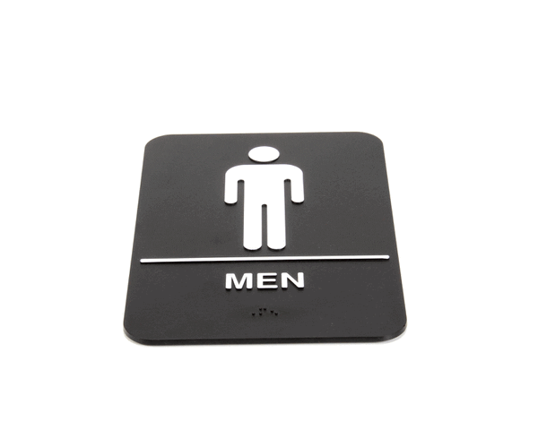Update International S69B-6Bk Braille Plastic Sign 6X9 - Men (RESS69B-6BK) Each