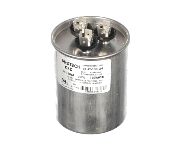 Rheem 43-25133-34 80/10Mfd 370V Round Run Cap. (RHM43-25133-34) Each