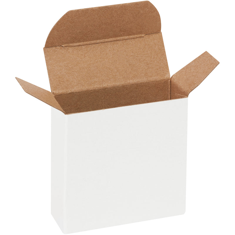 2 3/8 x 7/8 x 2 3/8" White Reverse Tuck Folding Cartons, Case Of 1000 Case Of 1000