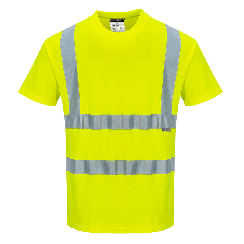 Portwest® Hi-Vis Cotton Comfort T-Shirt S/S , Yellow, Size 5XL (S170YER5XL) Each