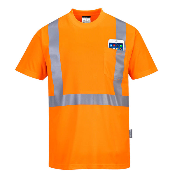 Portwest® Hi-Vis Pocket T-Shirt S/S , Orange, Size XXL (S190ORRXXL) Each