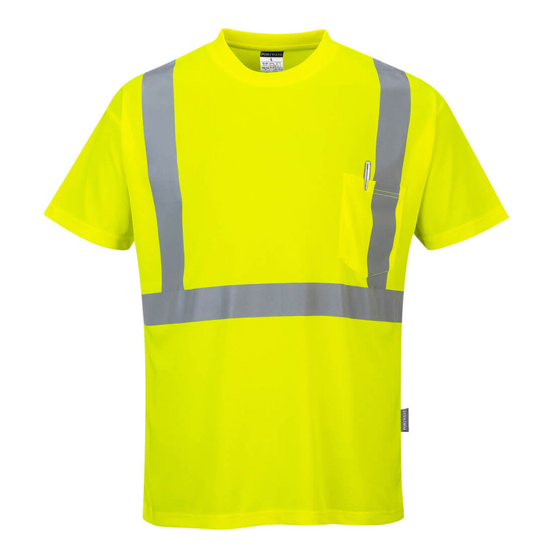 Portwest® Hi-Vis Pocket T-Shirt S/S , Yellow Tall, Size XXL (S190YETXXL) Each