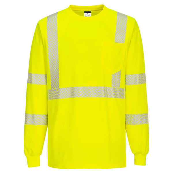 Portwest® Hi-Vis Segmented Tape T-Shirt L/S, Yellow, Size 4XL (S195YER4XL) Each