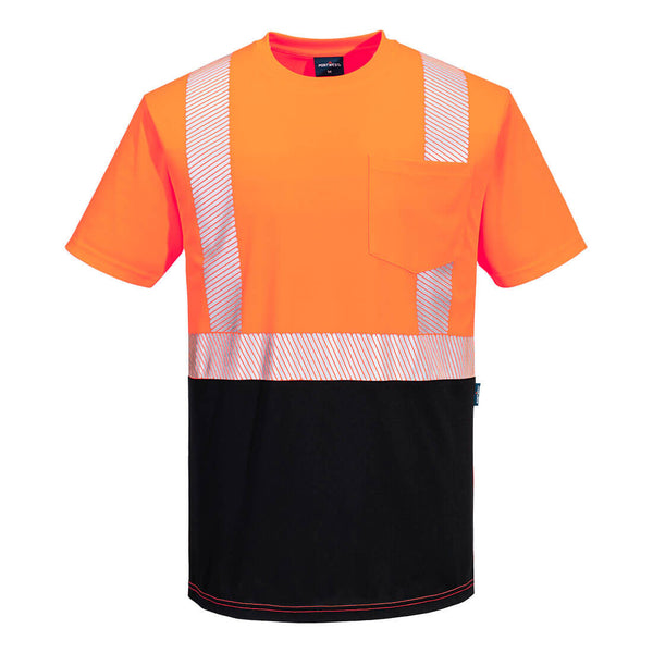 Portwest® Hi-Vis Segmented Tape Contrast T-Shirt S/S, Orange/Black, Size 5XL (S196OBR5XL) Each