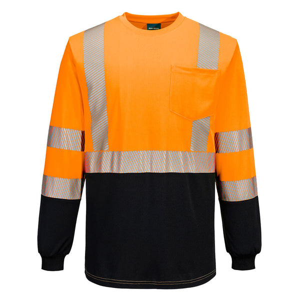 Portwest® Hi-Vis Segmented Tape Contrast T-Shirt L/S, Orange/Black, Size XL (S197OBRXL) Each