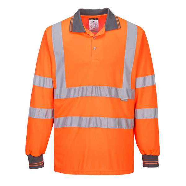 Portwest® Hi-Vis Polo Shirt L/S , Orange, Size XXL (S277ORRXXL) Each