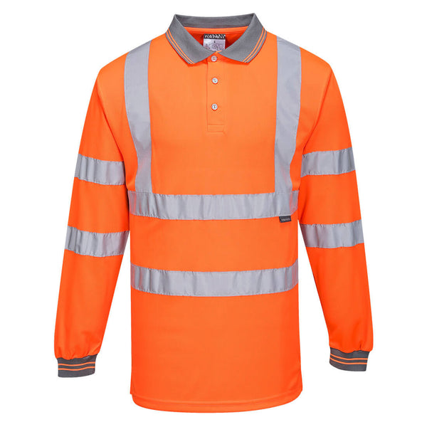 Portwest® Hi-Vis Polo Shirt L/S , Orange Tall, Size XXL (S277ORTXXL) Each