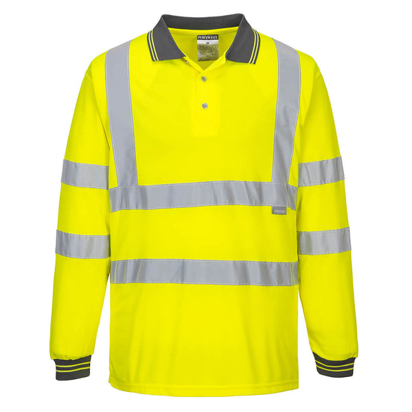 Portwest® Hi-Vis Polo Shirt L/S , Yellow, Size M (S277YERM) Each