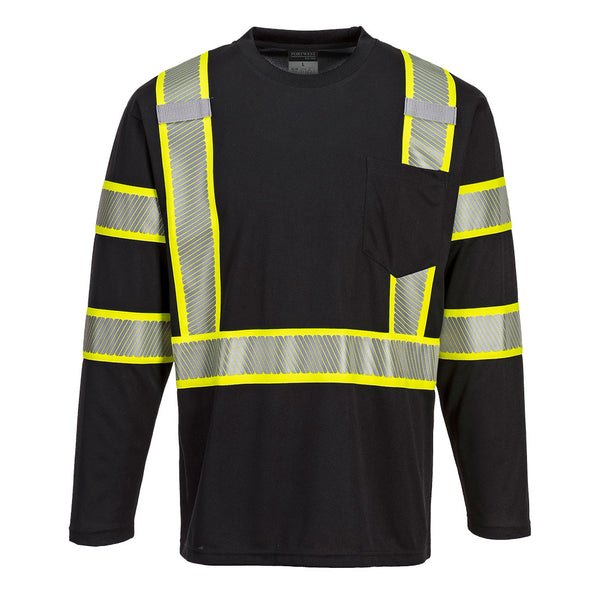 Portwest® Iona Plus Enhanced T-Shirt L/S, Black, Size L (S346BKRL) Each