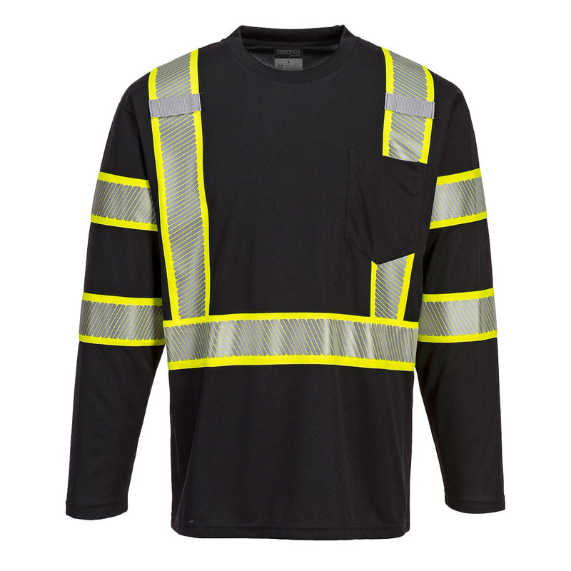 Portwest® Iona Plus Enhanced T-Shirt L/S, Black, Size 6XL (S346BKR6XL) Each