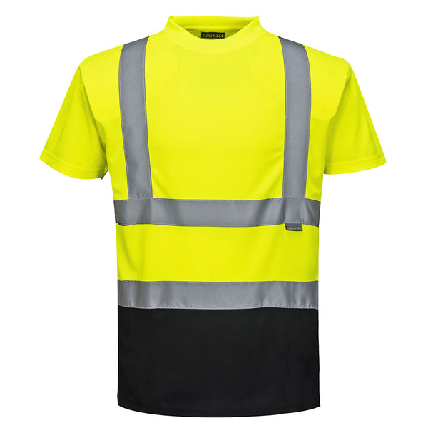 Portwest® Hi-Vis Contrast T-Shirt S/S , Yellow/Black, Size XXL (S378YBRXXL) Each