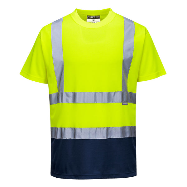 Portwest® Hi-Vis Contrast T-Shirt S/S , Yellow/Navy, Size 4XL (S378YNR4XL) Each
