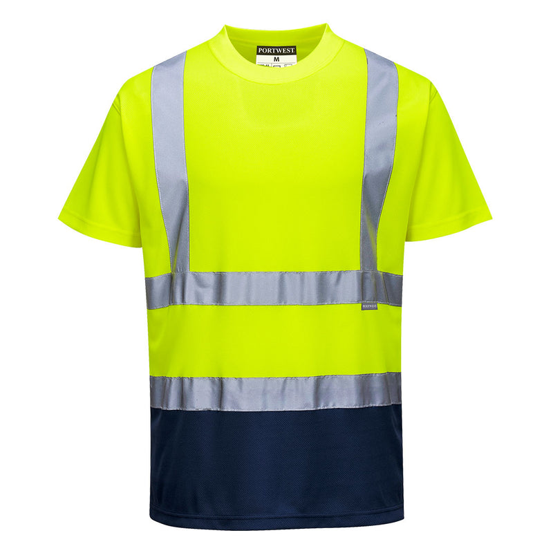 Portwest® Hi-Vis Contrast T-Shirt S/S , Yellow/Navy, Size L (S378YNRL) Each