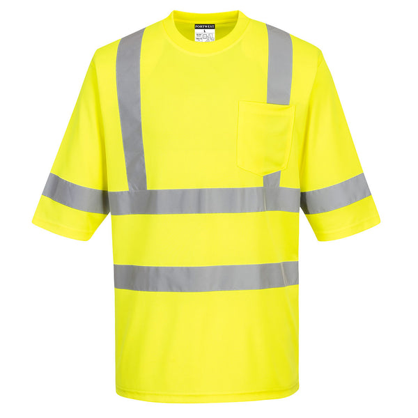 Portwest® Dayton Hi-Vis Class 3 T-Shirt S/S, Yellow, Size XXXL (S393YERXXXL) Each