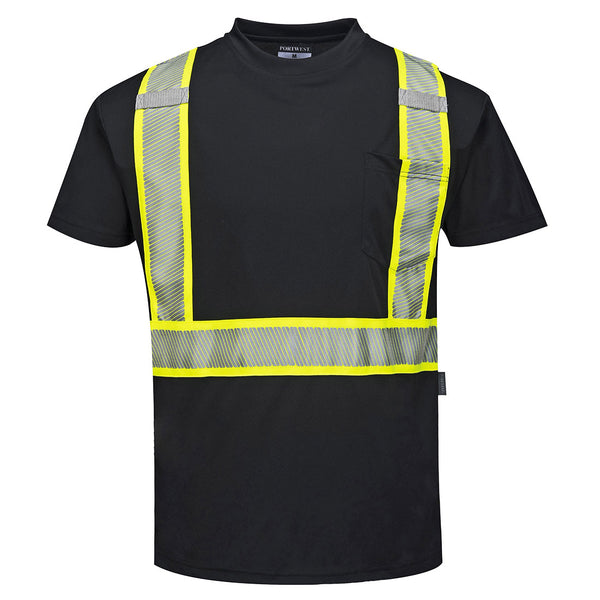 Portwest® Iona Plus Enhanced T-Shirt S/S, Black, Size 6XL (S396BKR6XL) Each