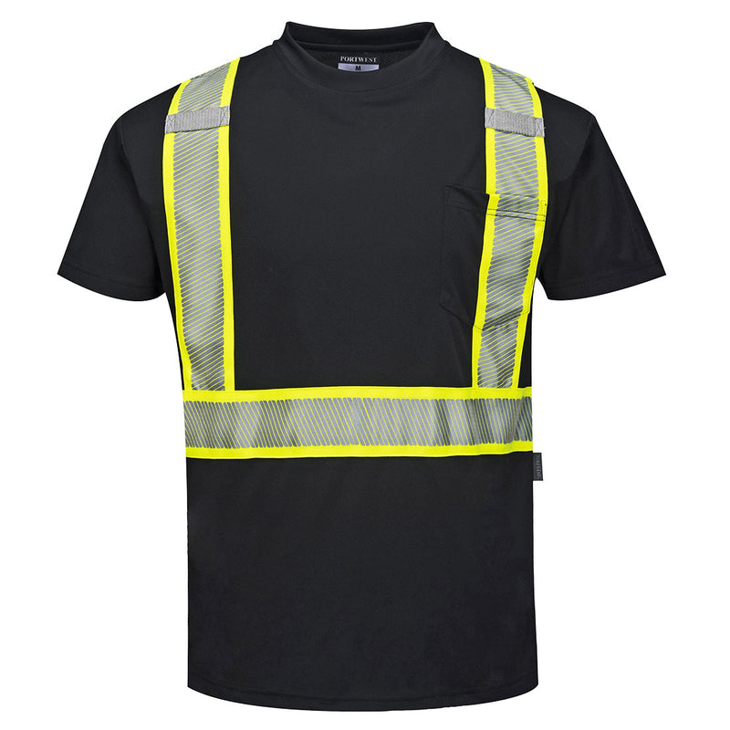 Portwest® Iona Plus Enhanced T-Shirt S/S, Black, Size S (S396BKRS) Each