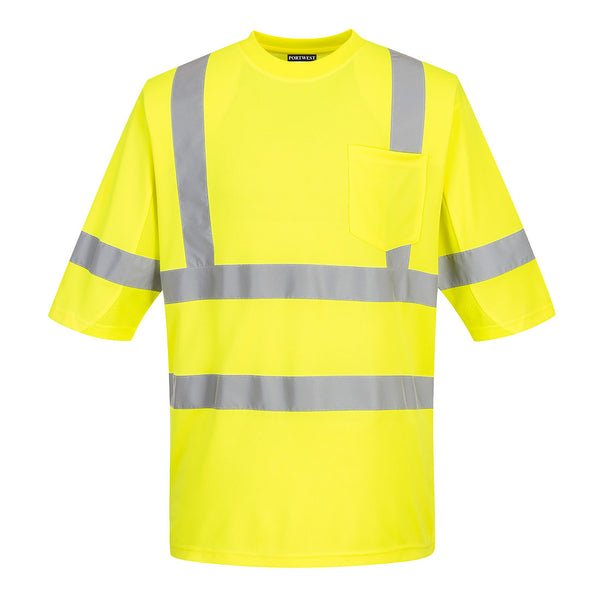 Portwest® Hi-Vis Mesh Insert Class 3 T-Shirt S/S, Yellow, Size XL (S397YERXL) Each