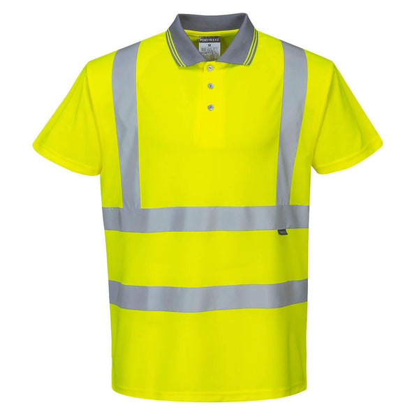 Portwest® Hi-Vis Polo Shirt S/S , Yellow Tall, Size 5XL (S477YET5XL) Each