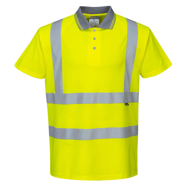 Portwest® Hi-Vis Polo Shirt S/S , Yellow Tall, Size 5XL (S477YET5XL) Each
