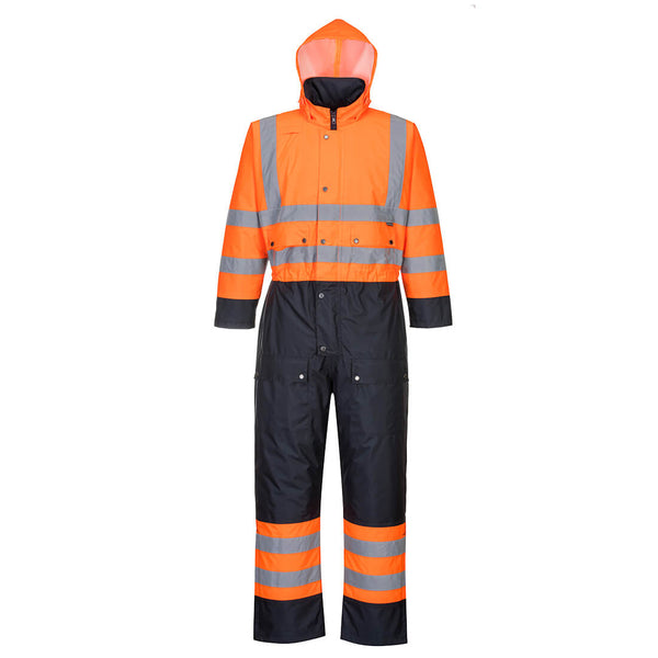 Portwest® Hi-Vis Contrast Winter Coverall, Orange/Navy, Size L (S485ONRL) Each