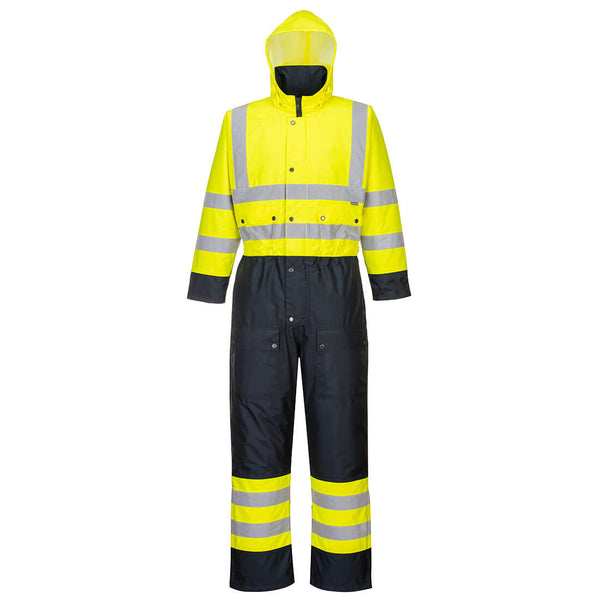 Portwest® Hi-Vis Contrast Winter Coverall, Yellow/Navy, Size XXXL (S485YNRXXXL) Each