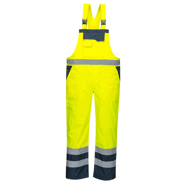 Portwest® Hi-Vis Breathable Contrast Rain Bib Overall, Yellow/Navy, Size 5XL (S488YNR5XL) Each