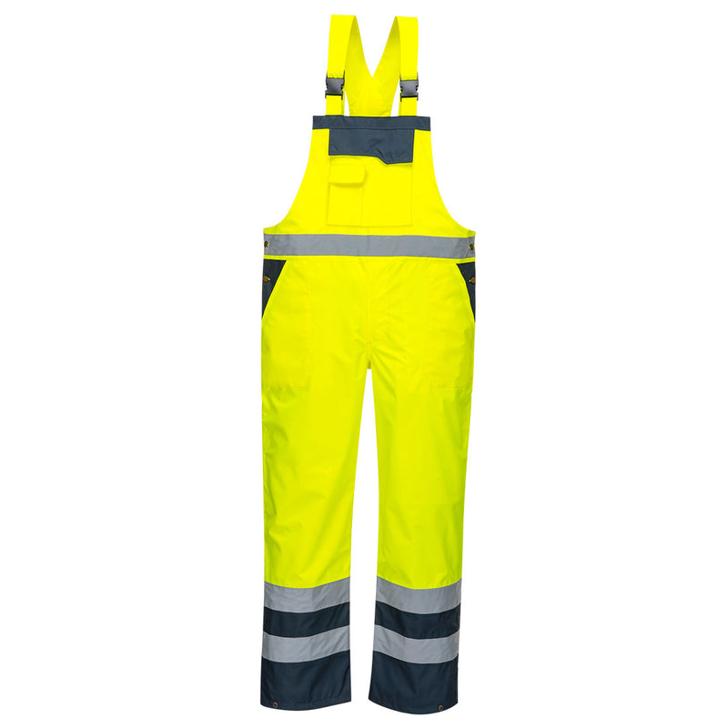 Portwest® Hi-Vis Breathable Contrast Rain Bib Overall, Yellow/Navy, Size XL (S488YNRXL) Each