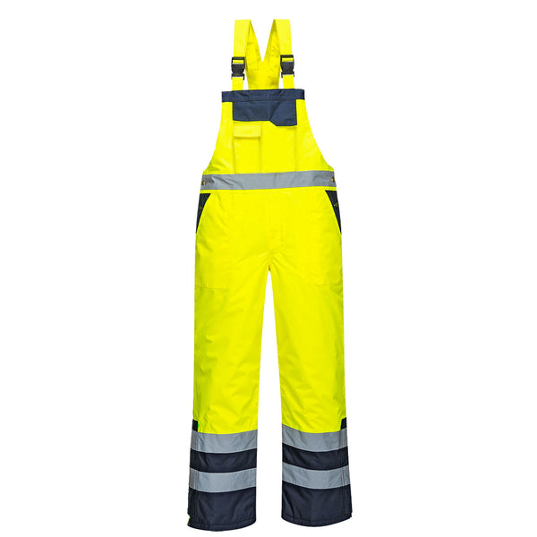 Portwest® Hi-Vis Contrast Winter Bib Overall, Yellow, Size XXXL (S489YERXXXL) Each