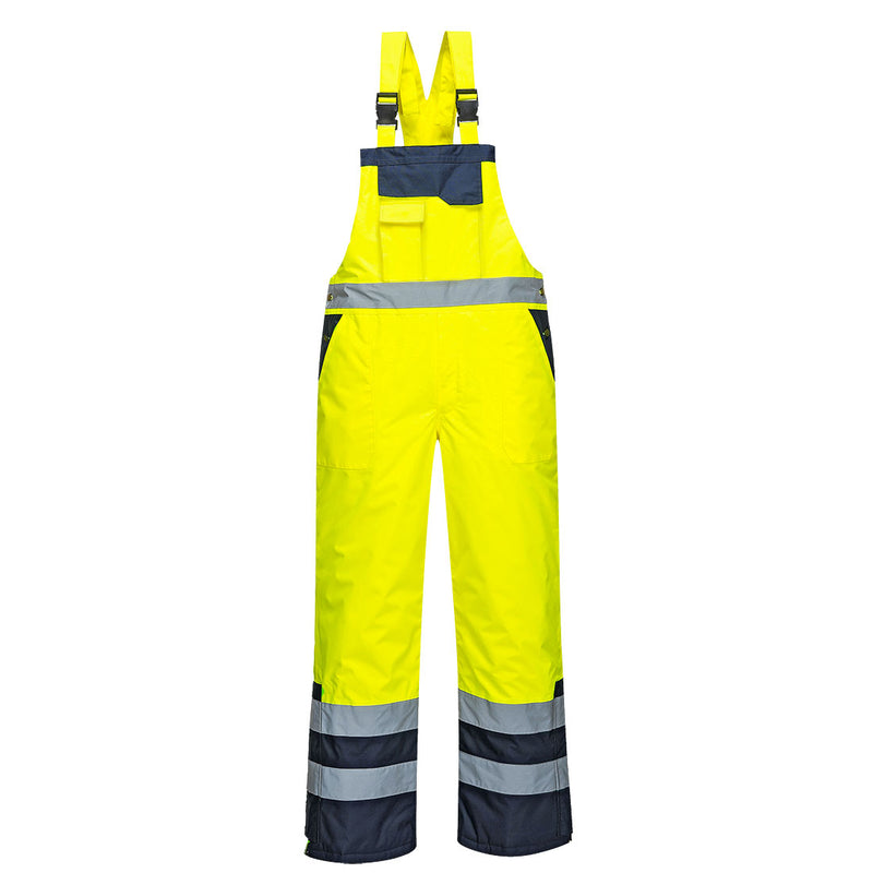 Portwest® Hi-Vis Contrast Winter Bib Overall, Yellow, Size XXXL (S489YERXXXL) Each