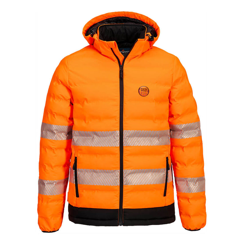 Portwest® Hi Vis Ultrasonic Heated Tunnel Jacket, Orange/Black, Size M (S548OBRM) Each