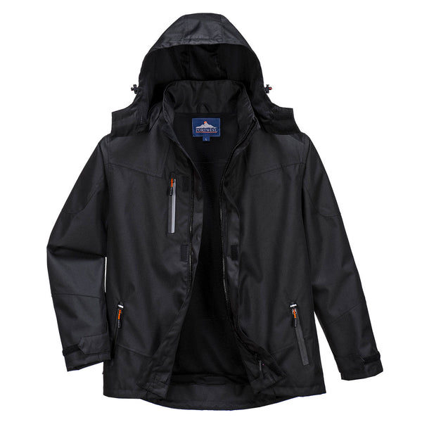 Portwest® Outcoach Rain Jacket , Black, Size 6XL (S555BKR6XL) Each