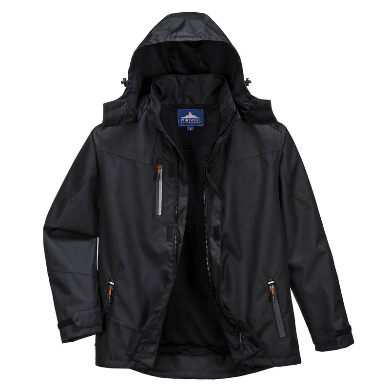 Portwest® Outcoach Rain Jacket , Black, Size 5XL (S555BKR5XL) Each