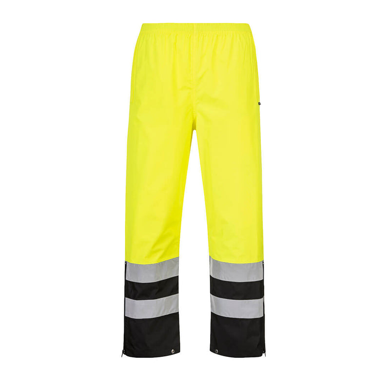 Portwest® Hi-Vis Contrast Rain Pants , Yellow/Black, Size 4XL (S587YBR4XL) Each