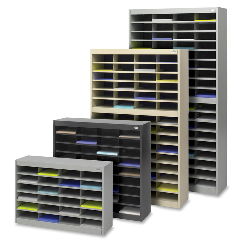 Safco Steel Literature Center, Letter, 60 Compartments, 60&quot;h, Gray (SAF9231GRR) Each