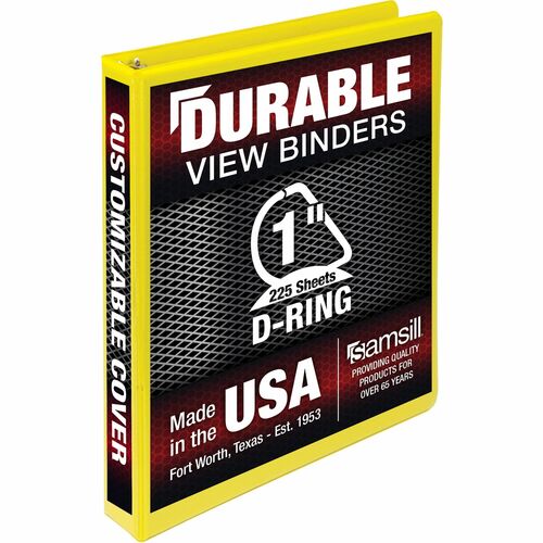 Samsill Durable Three-Ring View Binder, 1" Binder Capacity, 225 Sheet Capacity, Yellow (SAM16431) Each