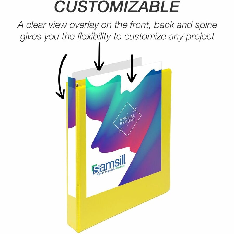 Samsill Durable Three-Ring View Binder, 1" Binder Capacity, 225 Sheet Capacity, Yellow (SAM16431) Each