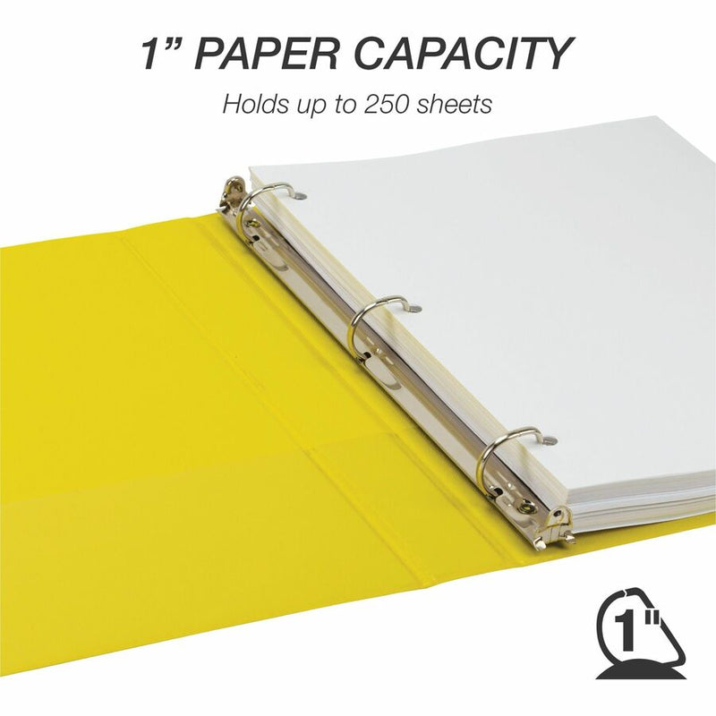 Samsill Durable Three-Ring View Binder, 1" Binder Capacity, 225 Sheet Capacity, Yellow (SAM16431) Each
