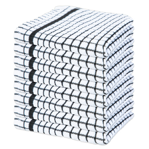 Sloppy Chef Classic Checkered Dishcloth 13x13 Black (8/Pack) (P-SC-CHK-DC-BLK) 8/PK
