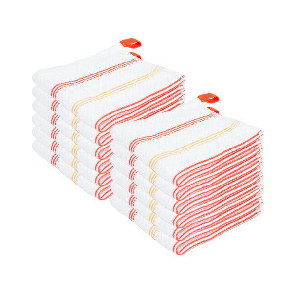 Sloppy Chef Premier Dishcloth 13x13 Yellow & Saffron Striped (12/Pack) (P-SC-DC-STYSF) 12/PK