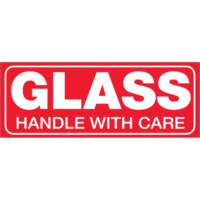 1 1/2 x 4" - "Glass - Handle With Care" Labels (SCL204R) Roll Of 500