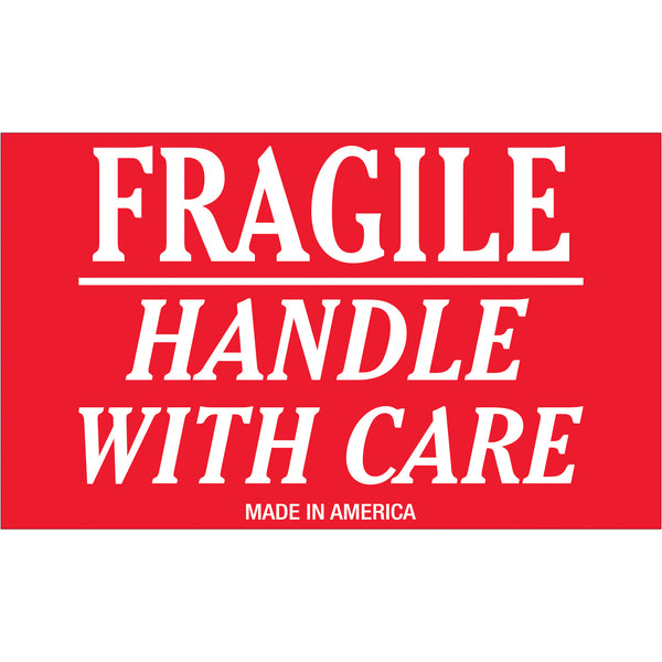 3 x 5" - "Fragile - Handle With Care" Labels (SCL502R) Roll Of 500
