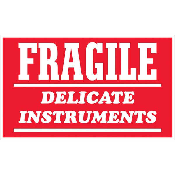 3 x 5" - "Fragile - Delicate Instruments" Labels (SCL504R) Roll Of 500