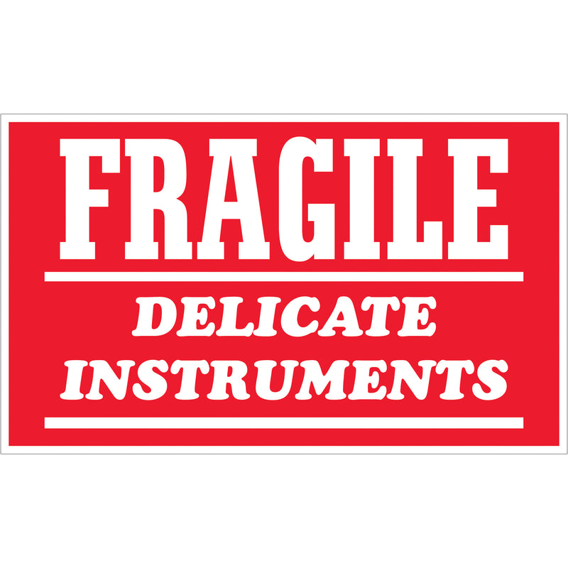 3 x 5" - "Fragile - Delicate Instruments" Labels (SCL504R) Roll Of 500