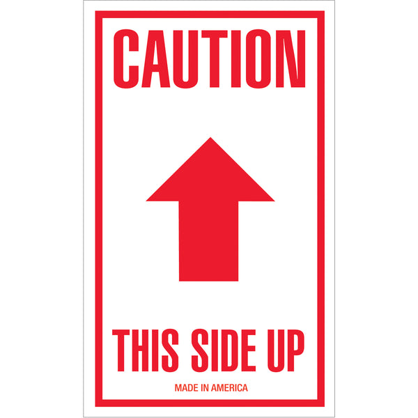 3 x 5" - "Caution - This Side Up" Arrow Labels (SCL515) Roll Of 500