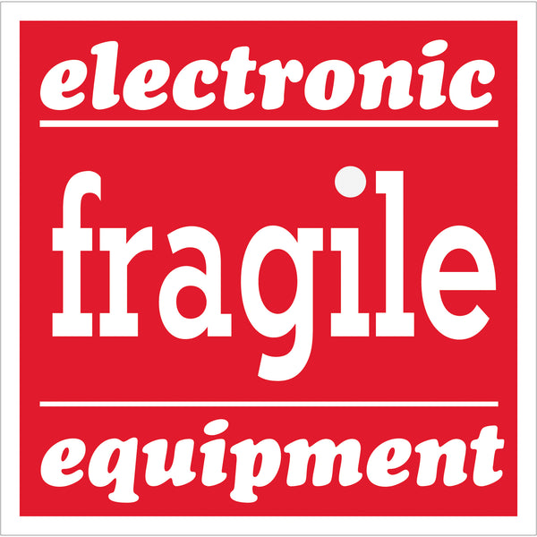 4 x 4" - "Fragile - Electronic Equipment" Labels, Roll Of 500 Roll Of 500