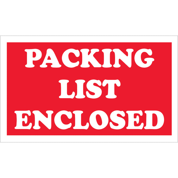 3 x 5" - "Packing List Enclosed" Labels (SCL538) Roll Of 500