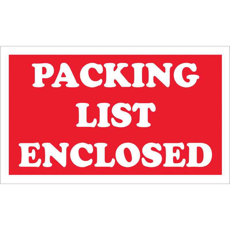 3 x 5" - "Packing List Enclosed" Labels (SCL538) Roll Of 500
